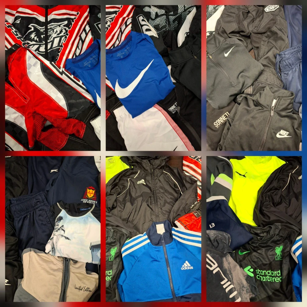 Balík 795/25 – 6,2 kg – Chlapecké sportovní oblečení 👟👧 – 27 ks – kvalita 1 jakost, pár kousků 2. jakost, velikosti 104-152 , Anglie