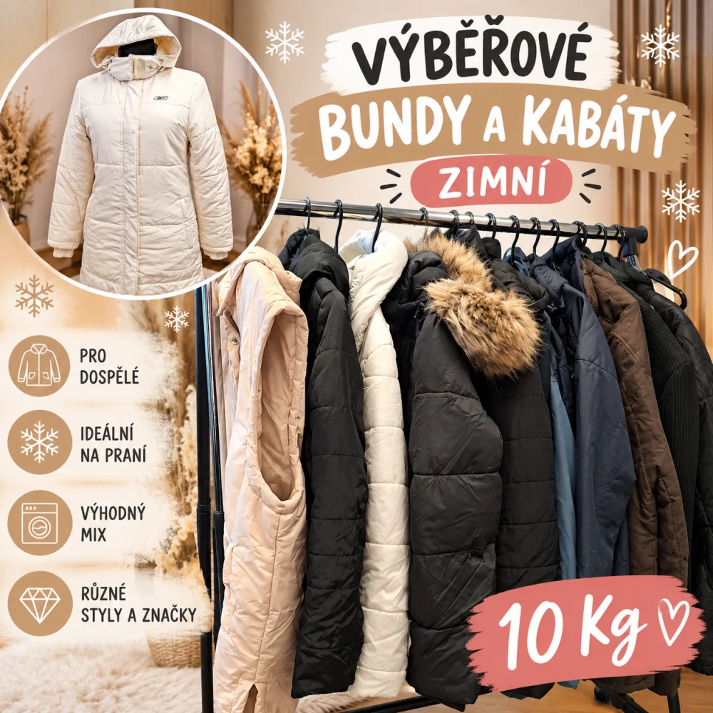 Balík 798/26, 10 kg – Výběrový zimní mix na praní, bundy a kabáty pro dospělé, 1. jakost
