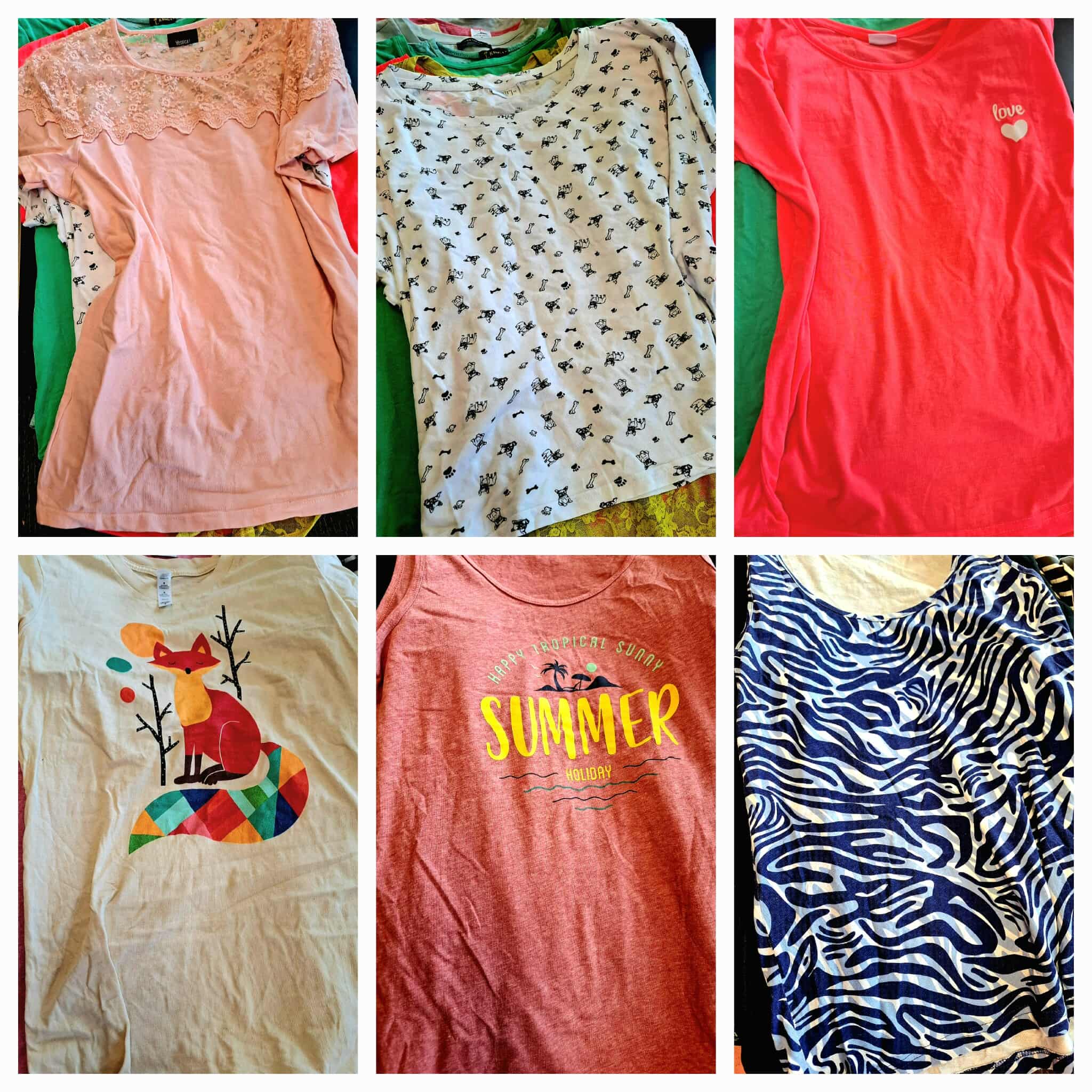 Balík 557/25 – 5 Kg Dámská trička a tílka, 1. jakost + cream, 36 ks