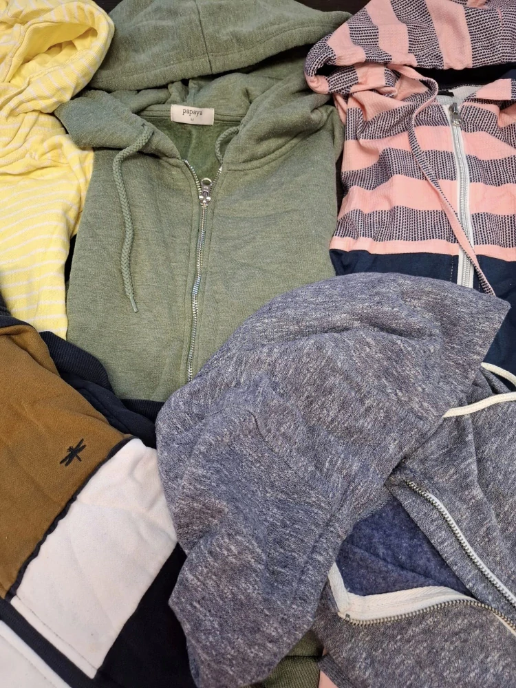 Balík 1157, 25 Kg Originál tepláky a mikiny na zip pro dospělé, 1,2 jakost, Anglie